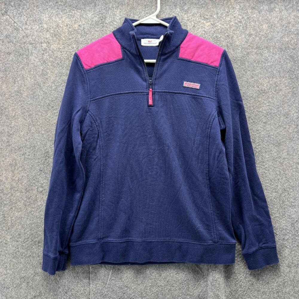 Vineyard Vines Sweater Women Medium Ladies Blue Navy 1/4 Zip Sweatshirt Pullover